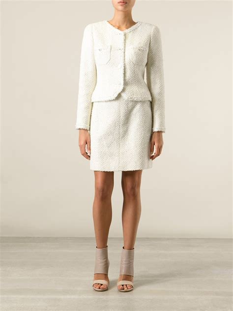 white chanel style suit|vintage Chanel suits for women.